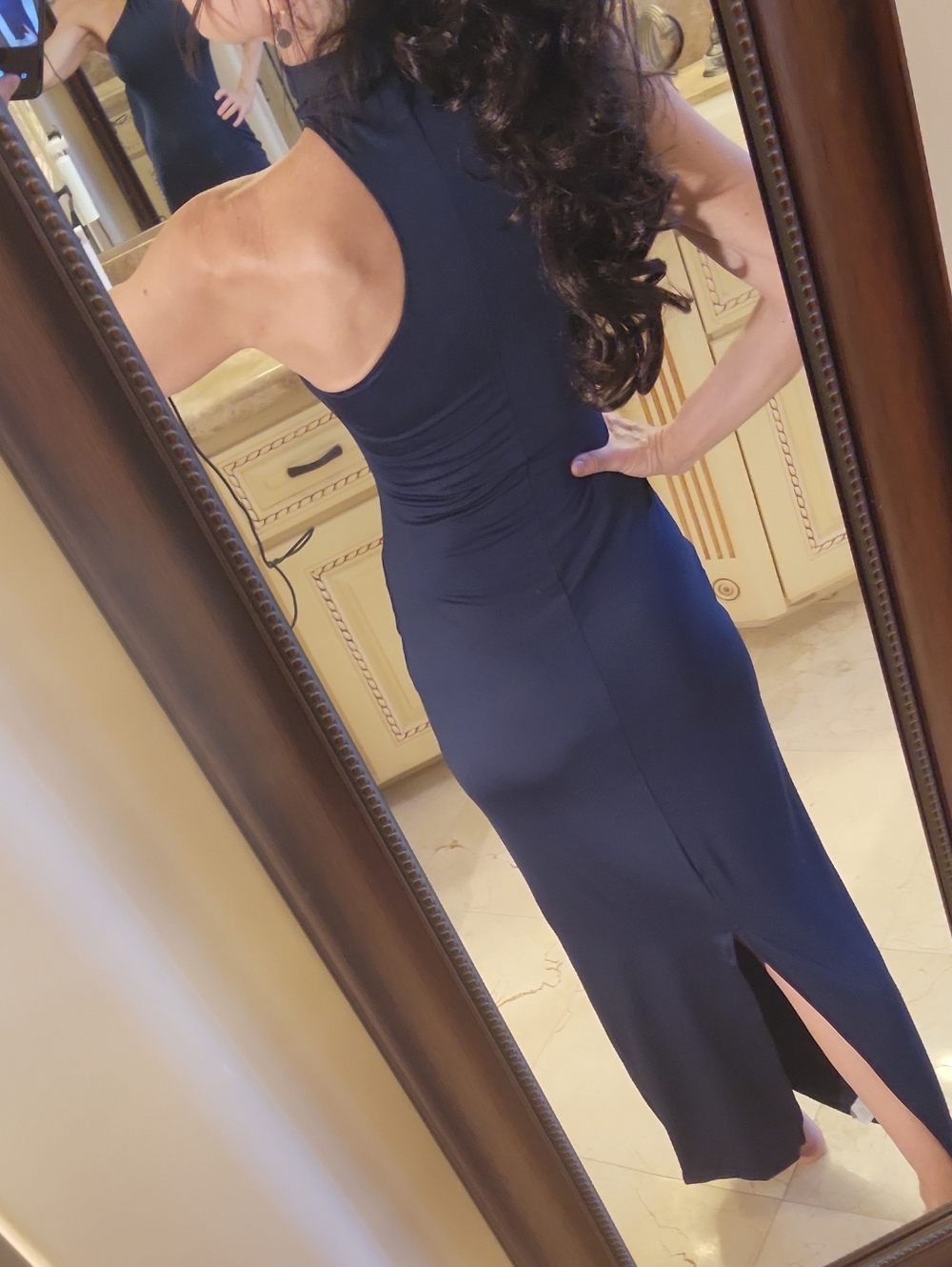 Shein Sleeveless Navy Halter Maxi Dress with Buckle Detail, XS - Picture 14 of 16